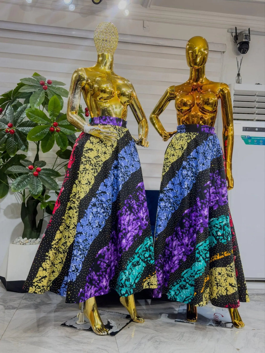 Ankara A line flay skirt  with Stone