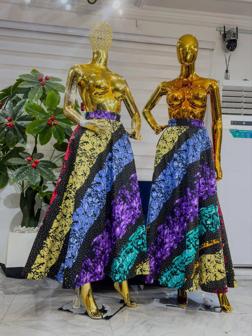 Ankara A line flay skirt  with Stone