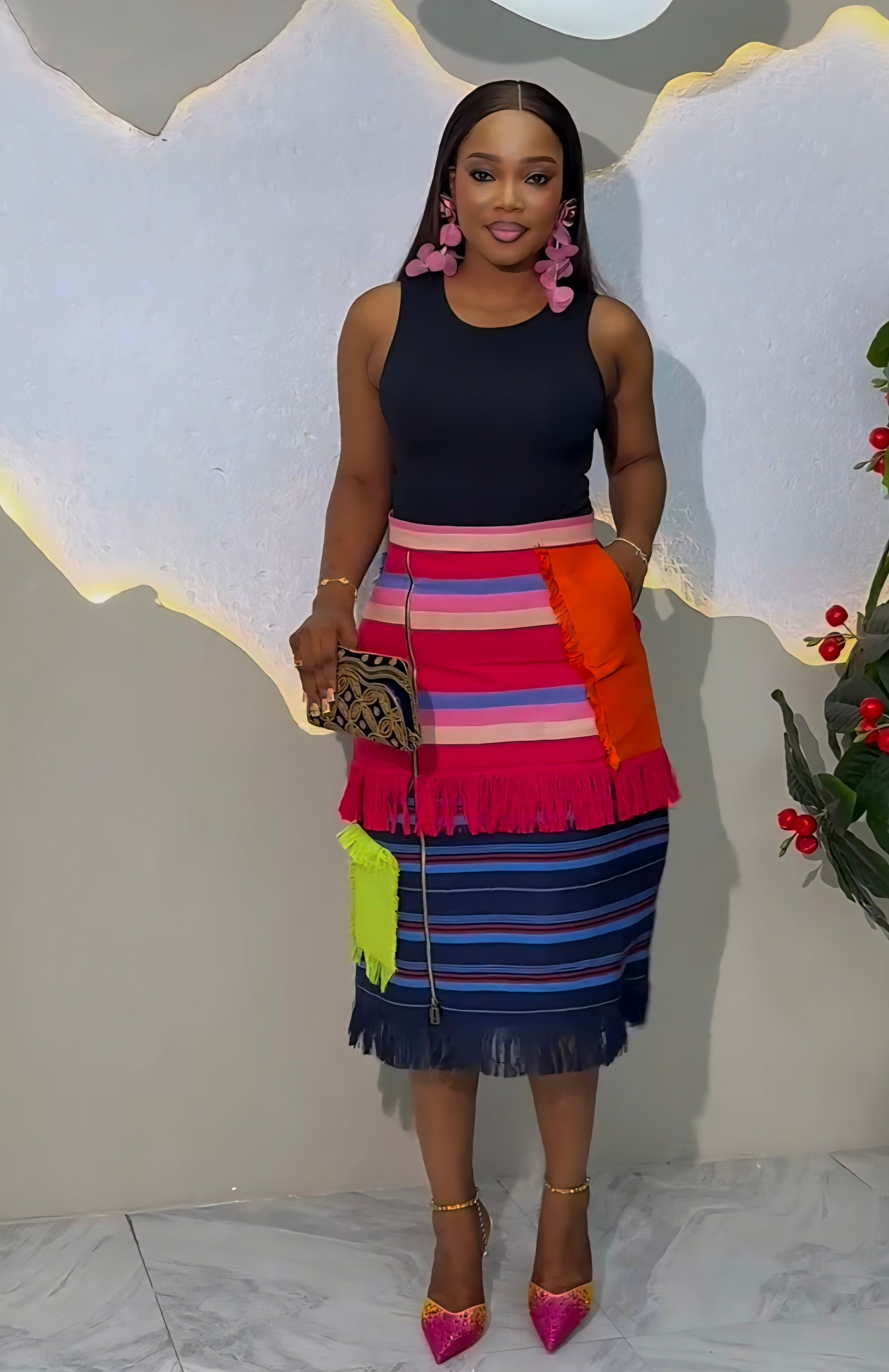 Vintage Aso-Oke A-Line Skirt Short