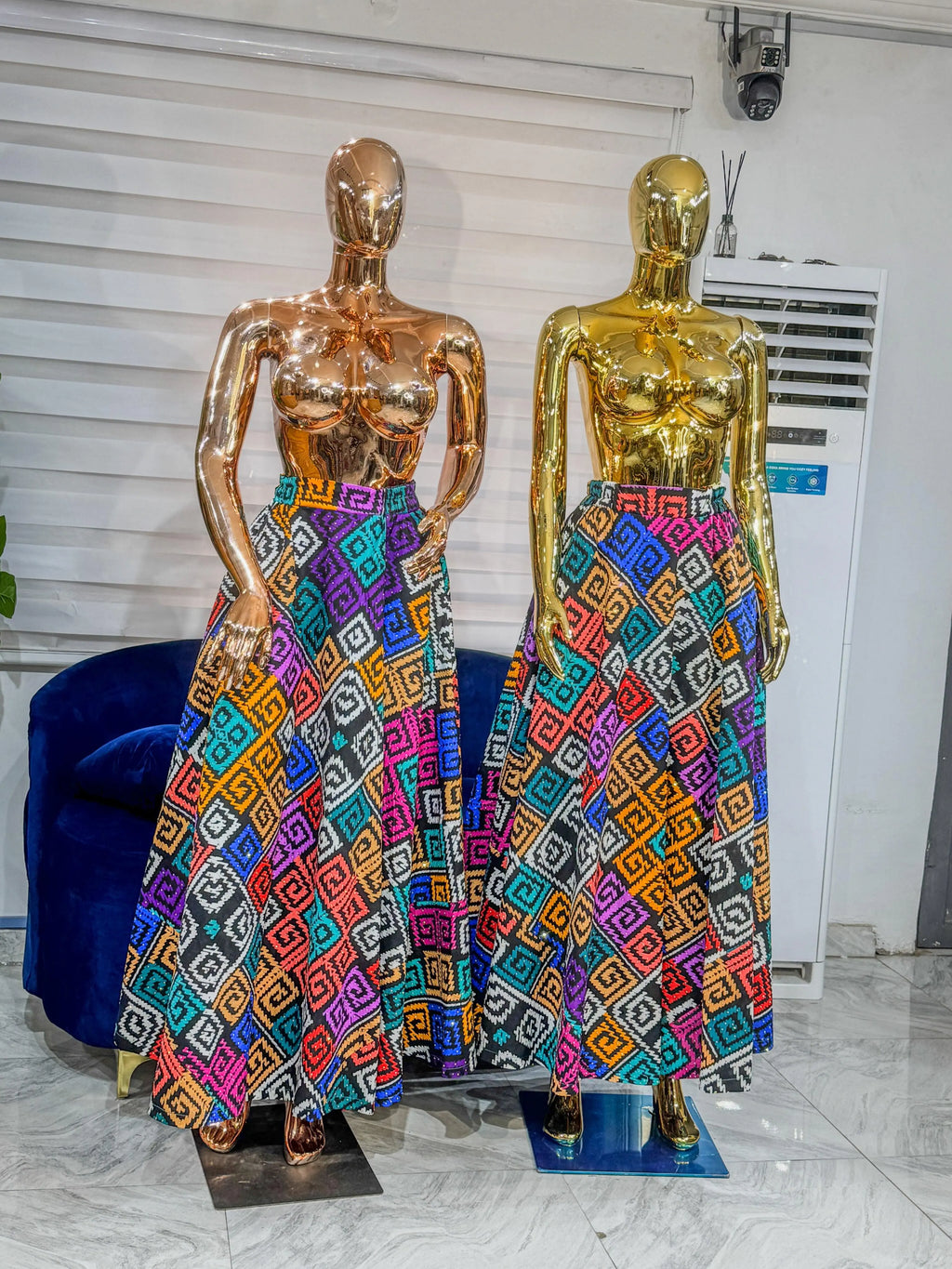Ankara A line flay skirt  with Stone