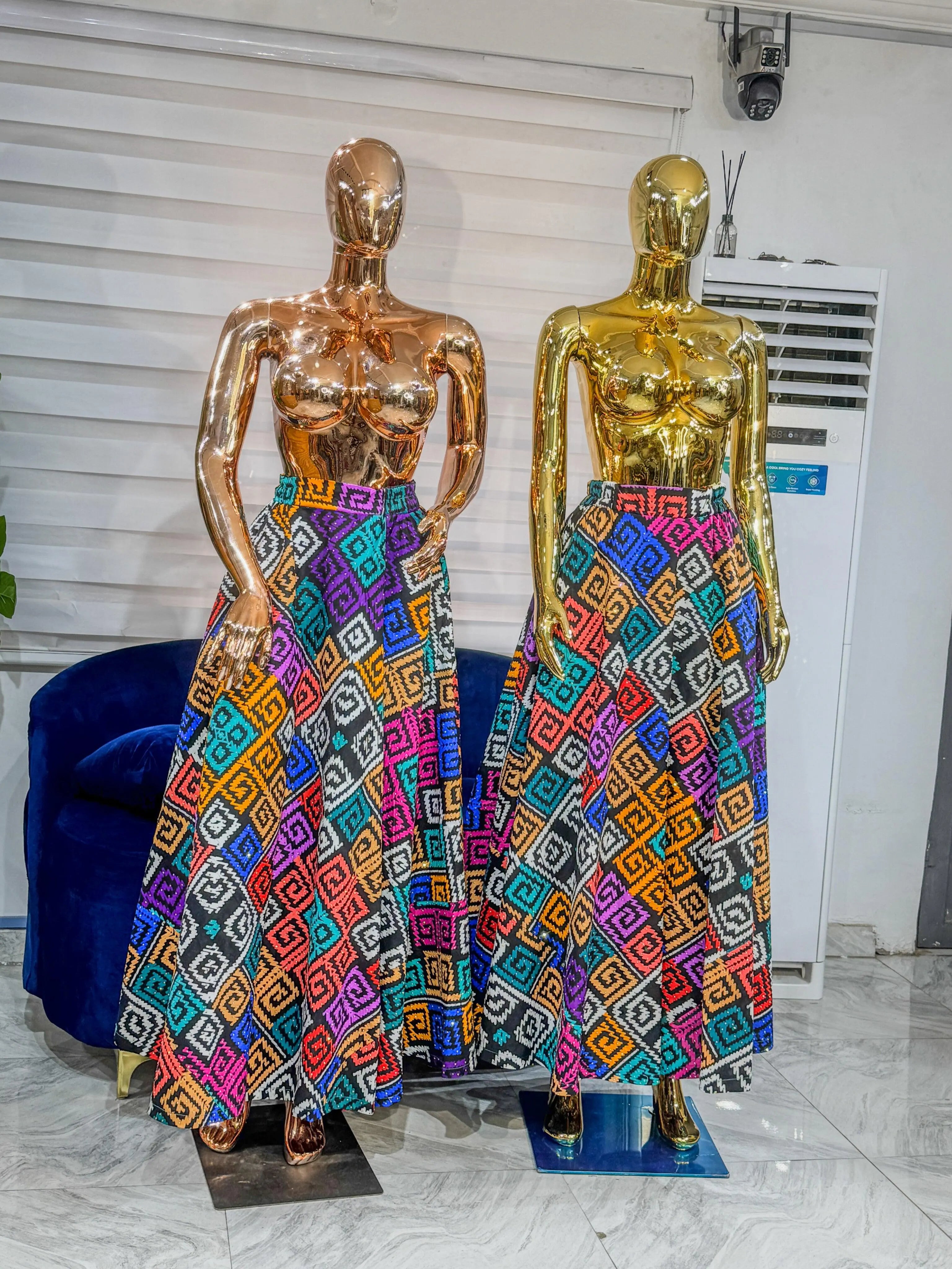 Ankara A line flay skirt  with Stone