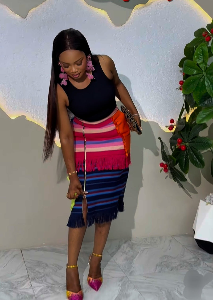 Vintage Aso-Oke A-Line Skirt Short