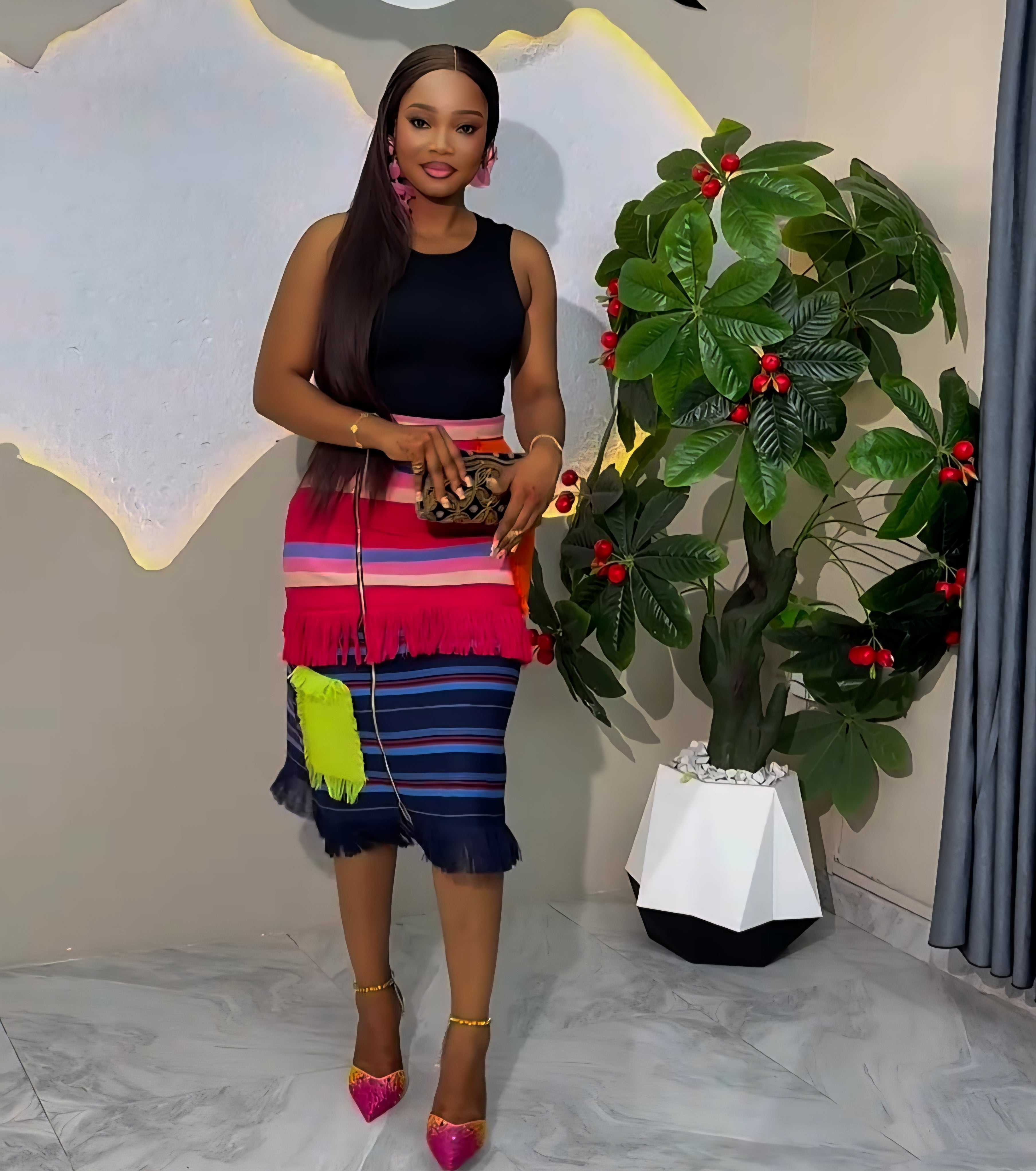 Vintage Aso-Oke A-Line Skirt Short